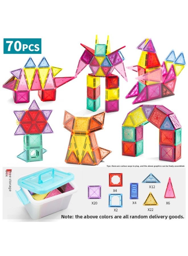 Cross-border Color Window Building Blocks Assembled Magnetic Pieces For Children Smart Magnetic Pipe Building Blocks Assembled Castle Toy Belt Storage