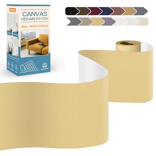 KING MOUNTAIN Canvas Repair Tape,Outdoor Gear Patch, 4×63 Inches,Waterproof,Self-Adhesive for Repairing Boat Covers,Sun Shades,Sofas,Tents,Lounge Chairs,Awnings (Beige-1) - Image 1
