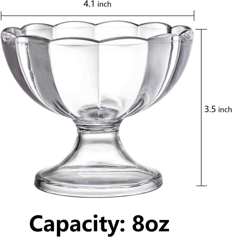 Mezchi Set of 12 Ice Cream Bowl Set 8 Ounce Plastic Dessert Bowls Clear Footed Dessert Cups Ice Cream Cups Bowls for Sundae Milkshakes Parfait Pudding Fruit - Image 2