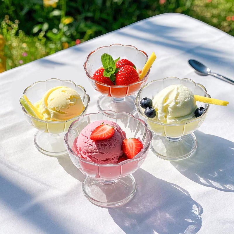 Mezchi Set of 12 Ice Cream Bowl Set 8 Ounce Plastic Dessert Bowls Clear Footed Dessert Cups Ice Cream Cups Bowls for Sundae Milkshakes Parfait Pudding Fruit - Image 4