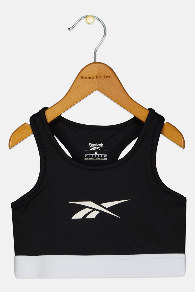 Reebok Kids Girl Non Padded Sleeveless Training Sports Bra, Black - Image 1