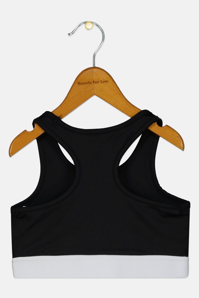 Reebok Kids Girl Non Padded Sleeveless Training Sports Bra, Black - Image 2