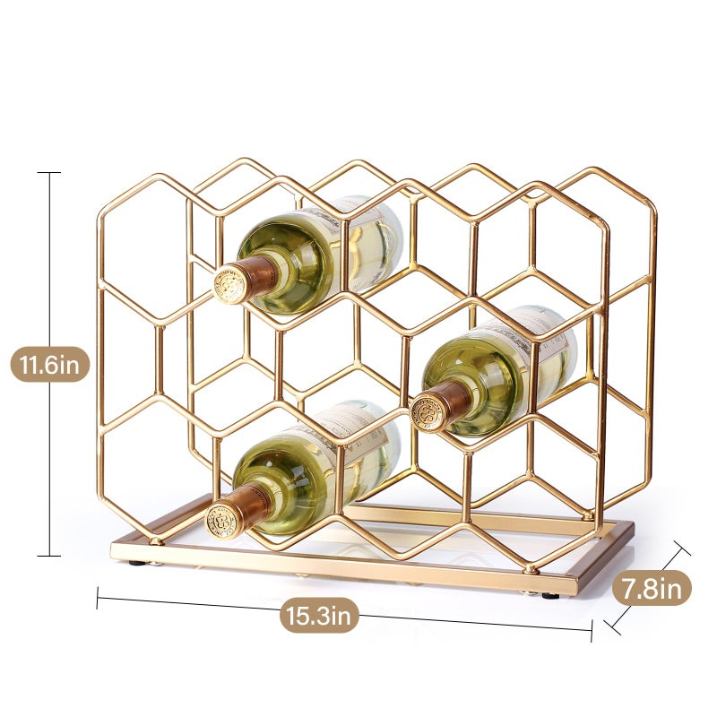 Drincarier 14 Bottle Countertop Wine Rack - Freestanding Modern Gold Metal Wine Rack - Tabletop Wine Holder Stand for Cabinet, Pantry, Wine Bottle Storageâ€¦â€¦ - Image 2