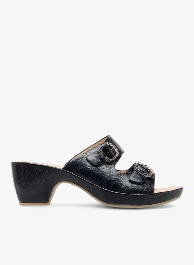 لو كونفورت صنادل نسائية مريحة سهلة الارتداء بتصميم مزخرف وكعب عريض