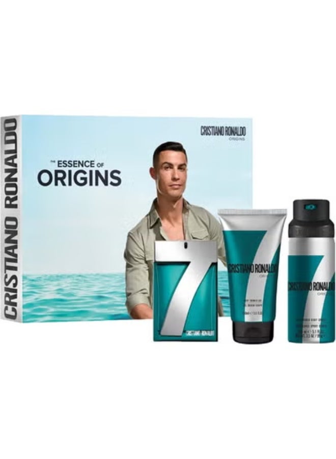 CR7 Origins Gift Set Eau de Toilette For Men,100 ml + Body Spray 150 ml + Shower Gel 150 ml