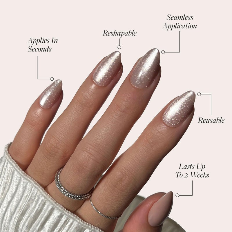 Glamnetic Gulf market standard build Press On Nails - The Vow | Short Almond Fake Nails, Nude with a Glossy, Velvet Finish, Salon Quality | 15 Sizes - 30 Nail Kit with Glue Full village delivery cover - Image 3