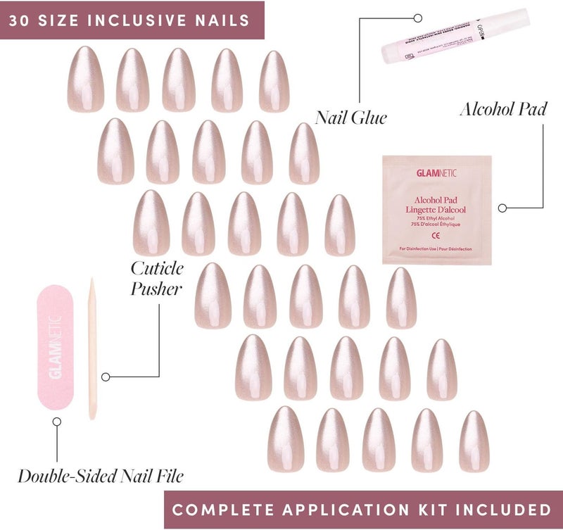 Glamnetic Gulf market standard build Press On Nails - The Vow | Short Almond Fake Nails, Nude with a Glossy, Velvet Finish, Salon Quality | 15 Sizes - 30 Nail Kit with Glue Full village delivery cover - Image 4