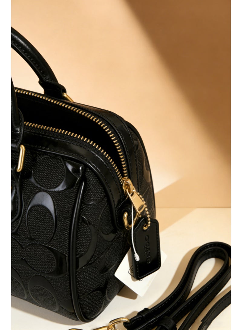 coachoutlet Coach Mini Boston Handbag – Embossed Signature Leather Crossbody Bag - Image 2