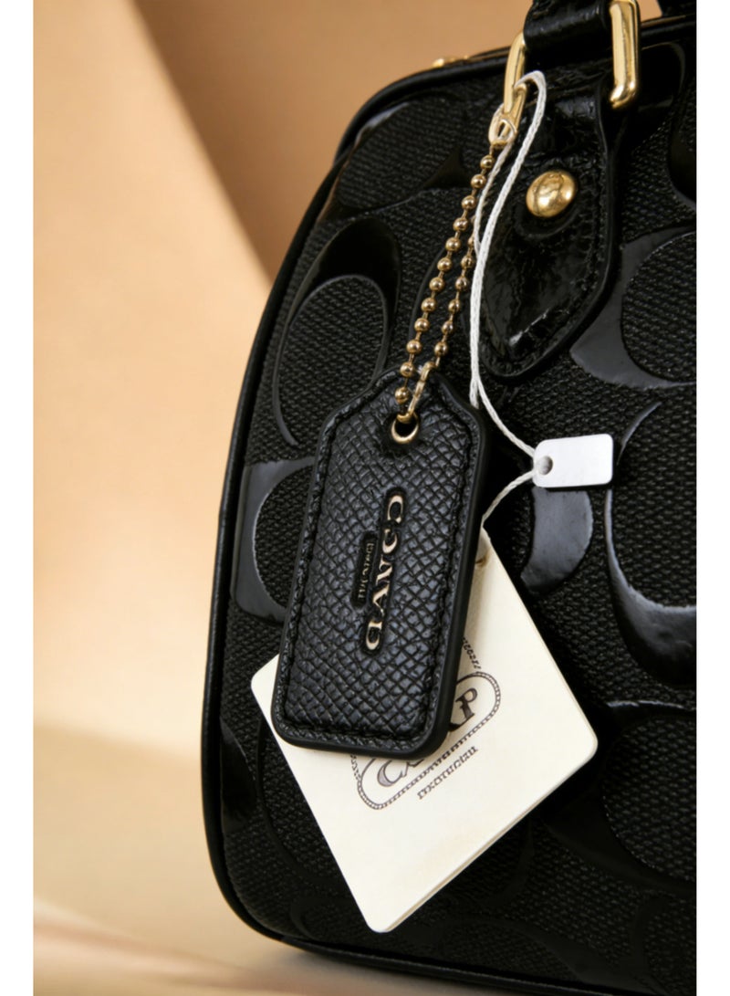 coachoutlet Coach Mini Boston Handbag – Embossed Signature Leather Crossbody Bag - Image 3