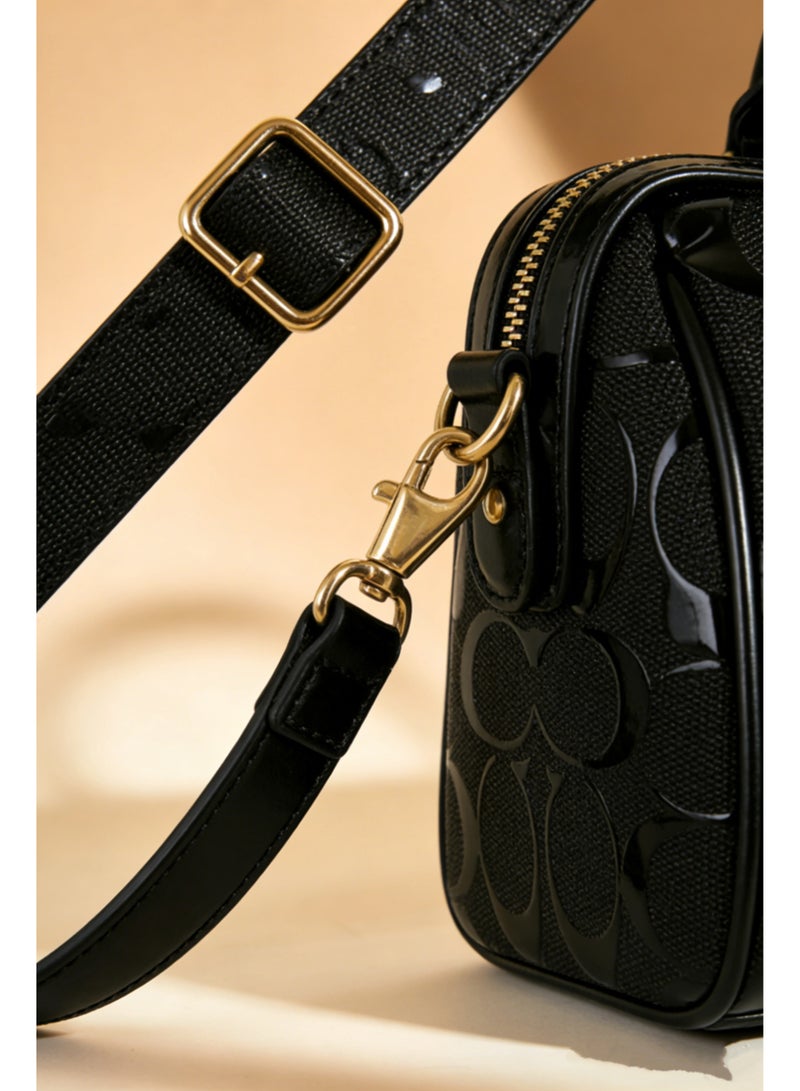 coachoutlet Coach Mini Boston Handbag – Embossed Signature Leather Crossbody Bag - Image 4