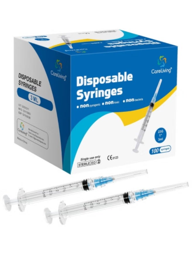 100 قطعة من المحاقن المعقمة سعة 3 مل 23GX1 1/4 بوصة - Image 1