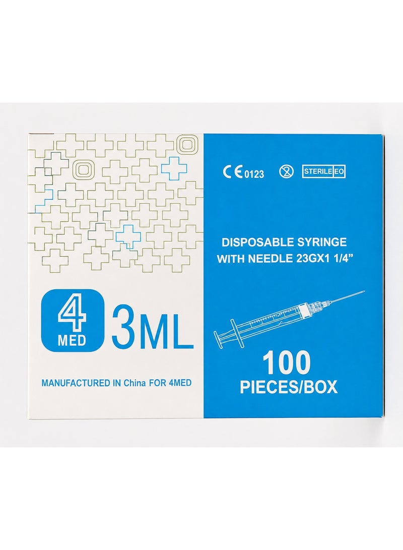 3Ml 23GX1 1/4" Sterile syringe with Needles 100PCS - Image 2