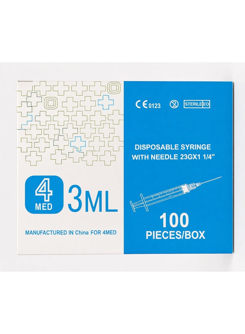 3Ml 23GX1 1/4" Sterile syringe with Needles 100PCS - Image 1