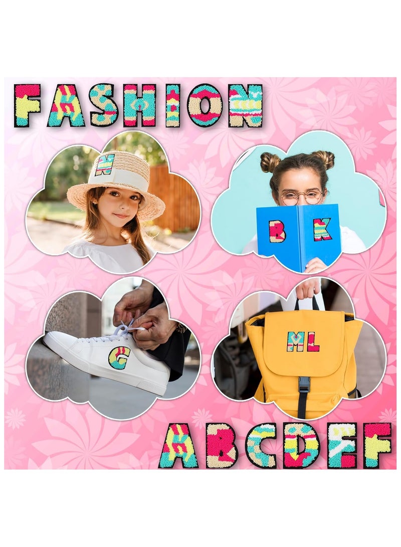 SOLARAE 26 Pcs Letter Patch Iron on Chenille Iron on Varsity Letter Patch Chenille Embroidered Patch Applique Sewing Clothing Badges for Shirts Jackets Jeans Hats Bags Shoes - Image 2