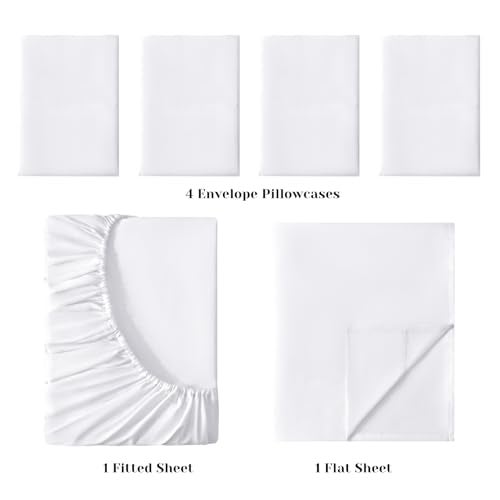 BYSURE King Size Sheets Set White - Super Soft Cooling Bed Sheets with Deep Pockets Hotel Luxury, 1800 Thread Count 100% Microfiber, Wrinkle & Fade Resistant - Image 3