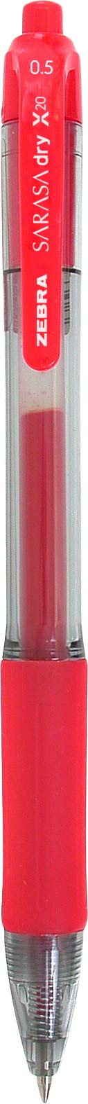 Zebra Pen Sarasa Dry X20 Retractable Gel Pen, Fine Point, 0.5mm, Red Ink, 12-Pack (46730) - Image 2