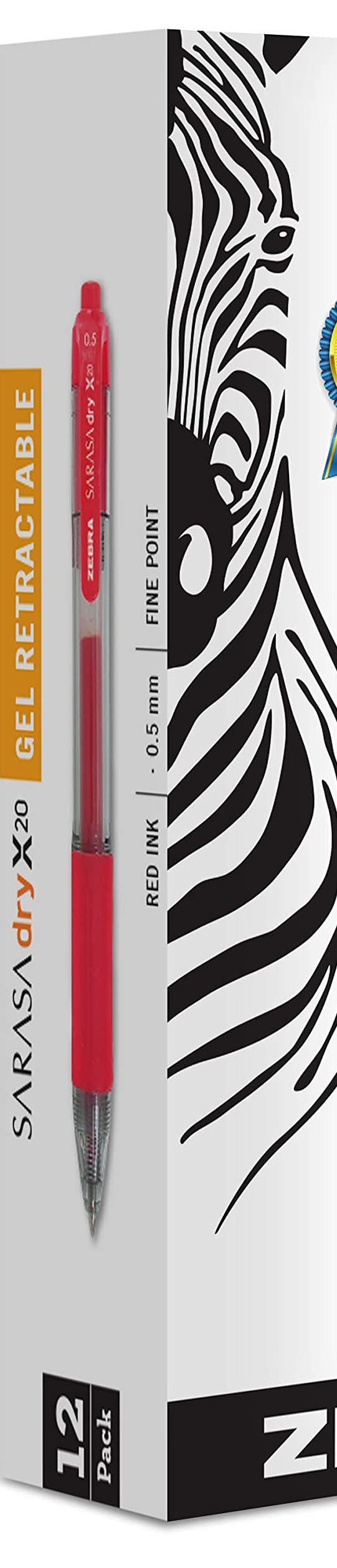 Zebra Pen Sarasa Dry X20 Retractable Gel Pen, Fine Point, 0.5mm, Red Ink, 12-Pack (46730) - Image 3