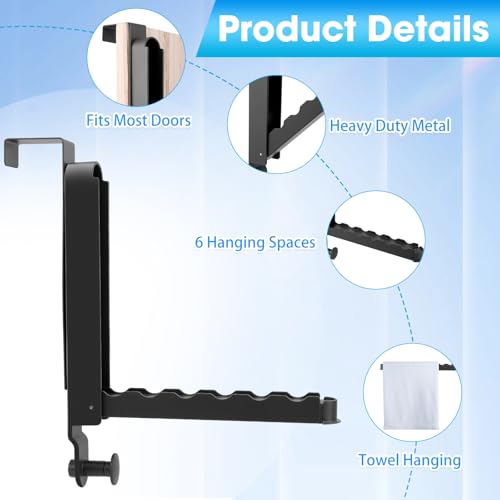 Dntorx Over The Door Drying Rack, 2 Pack Foldable Over The Door Hooks Hanger for Laundry Clothes Heavy Duty Door Organizer Rack Coat Towels Hanging Storage for Bedroom Bathroom Kitchen - Image 2