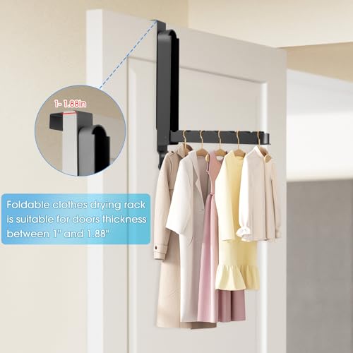 Dntorx Over The Door Drying Rack, 2 Pack Foldable Over The Door Hooks Hanger for Laundry Clothes Heavy Duty Door Organizer Rack Coat Towels Hanging Storage for Bedroom Bathroom Kitchen - Image 5