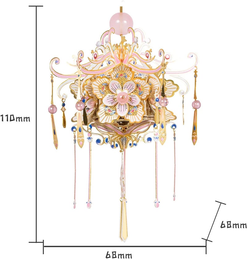 3D Metal Puzzle Model Kits, Stainless Blossom Model for Adult to Build, Chinese Culture Palace Puzzles Jigsaw Miniature Craft Kits Creative Gifts - Image 2