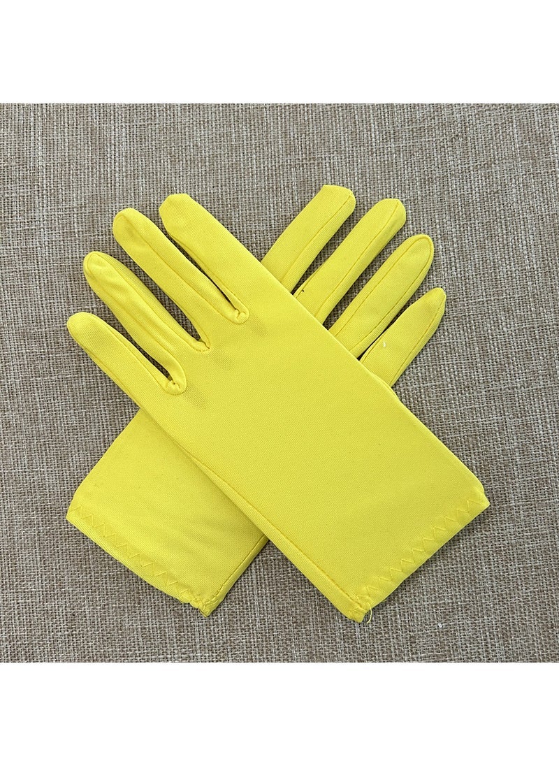 Cross-border short milk silk gloves clothing accessories etiquette gloves summer go out essential Yellow 