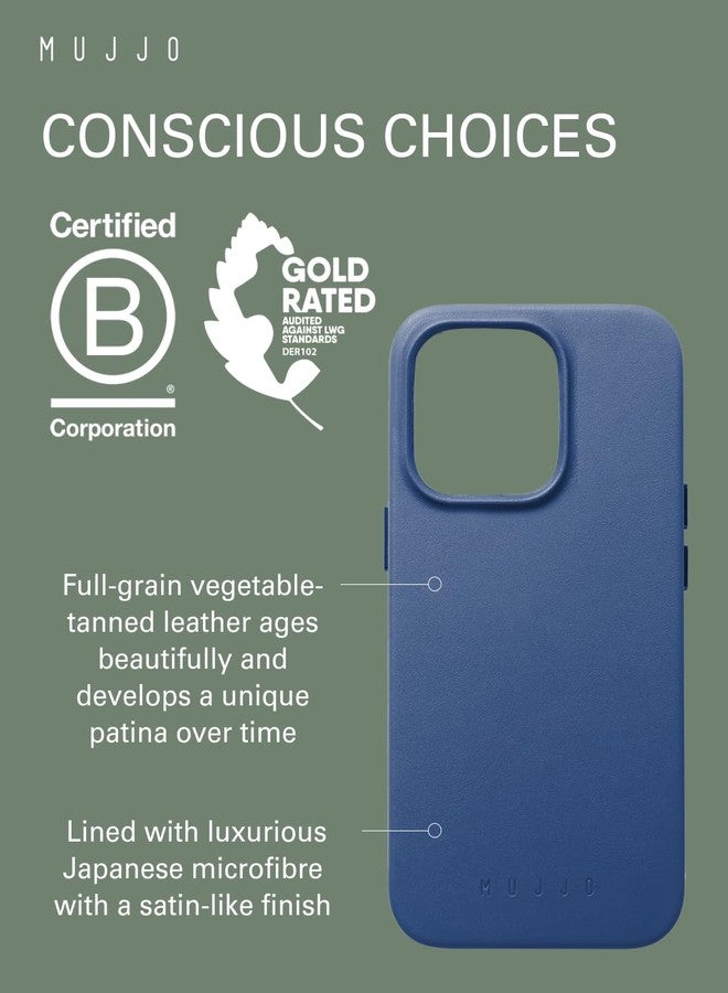 موجو جراب هاتف من الجلد من موجو - يناسب آيفون 14 برو - متوافق مع ماج سيف - جلد أوروبي فاخر - حماية معززة للهاتف وعدسة الكاميرا - أزرق موناكو - Image 3