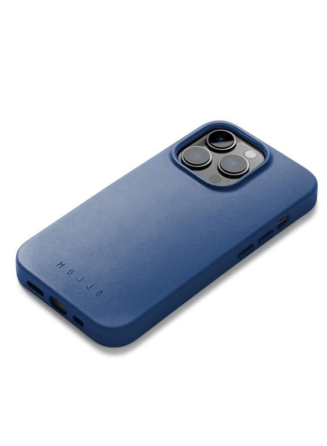 موجو جراب هاتف من الجلد من موجو - يناسب آيفون 14 برو - متوافق مع ماج سيف - جلد أوروبي فاخر - حماية معززة للهاتف وعدسة الكاميرا - أزرق موناكو - Image 1