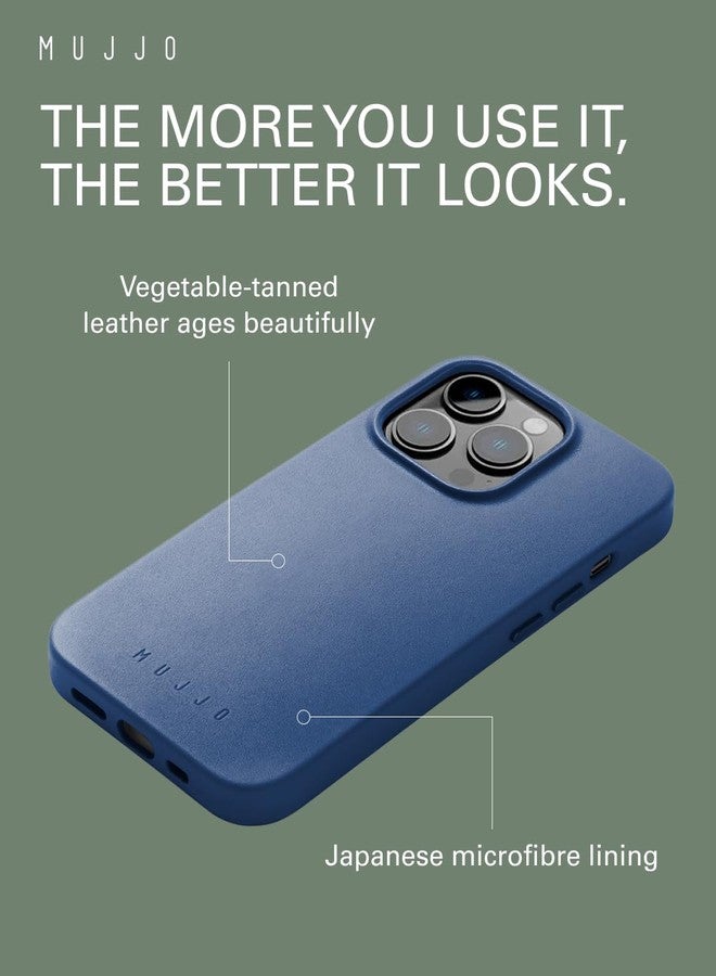 موجو جراب هاتف من الجلد من موجو - يناسب آيفون 14 برو - متوافق مع ماج سيف - جلد أوروبي فاخر - حماية معززة للهاتف وعدسة الكاميرا - أزرق موناكو - Image 5