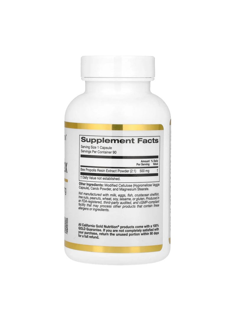 California Gold Nutrition California Gold Nutrition Bee Propolis 2X Concentrated Extract 500 Mg 90 Veggie Caps  - Image 2