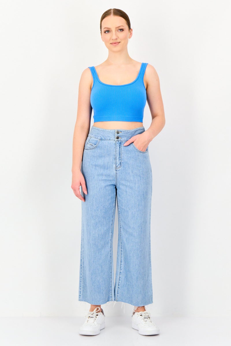 VERO MODA Women Regular Fit Washed Non Stretchable Denim, Blue - Image 2