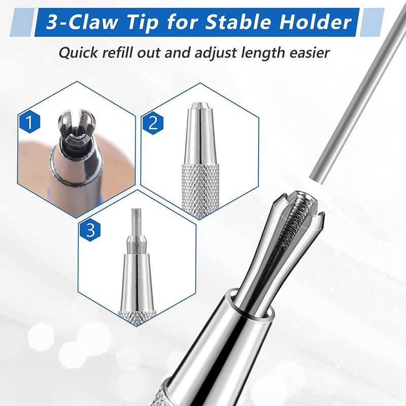 HI-BOOM Hiboom 2 Pcs Welders Pencil with 24 Pcs Silver Round Refills, Mechanical Pencils Metal Marker with Built in Sharpener for Pipe Fitter Welder Steel Construction Fabrication Woodworking, Design Patent - Image 2