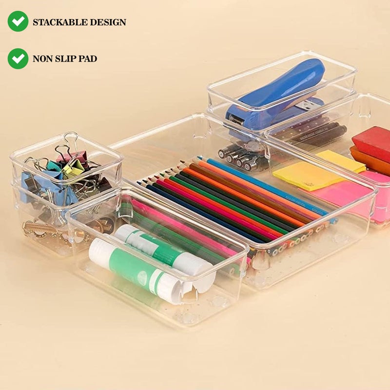 Sulfar 7pcs Multipurpose Storage Box Set - Transparent Minimalist Cosmetic & Jewelry Organizer - Ideal for Drawers, Dressing Tables & Kitchen - Image 5