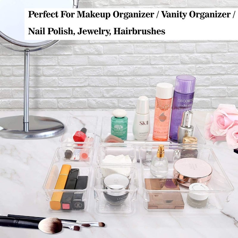 Sulfar 7pcs Multipurpose Storage Box Set - Transparent Minimalist Cosmetic & Jewelry Organizer - Ideal for Drawers, Dressing Tables & Kitchen - Image 2