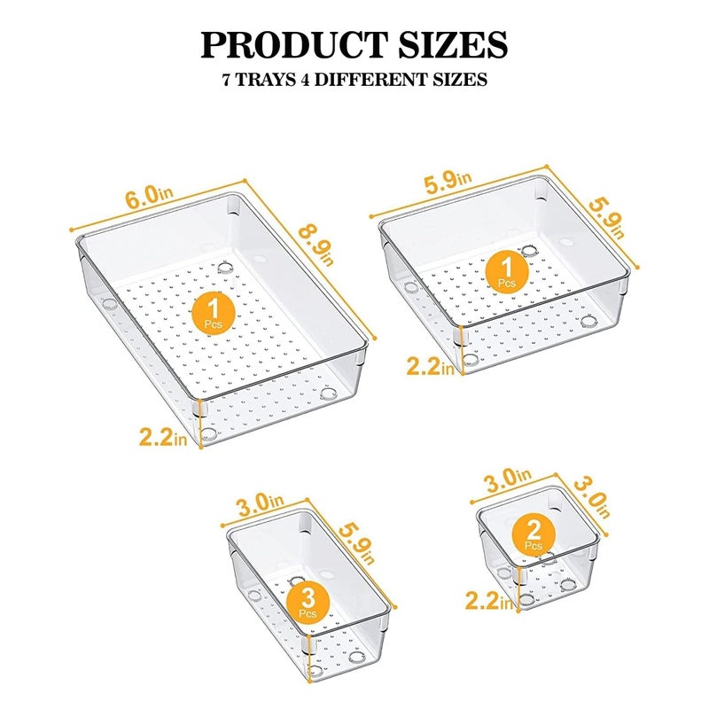 Sulfar 7pcs Multipurpose Storage Box Set - Transparent Minimalist Cosmetic & Jewelry Organizer - Ideal for Drawers, Dressing Tables & Kitchen - Image 4
