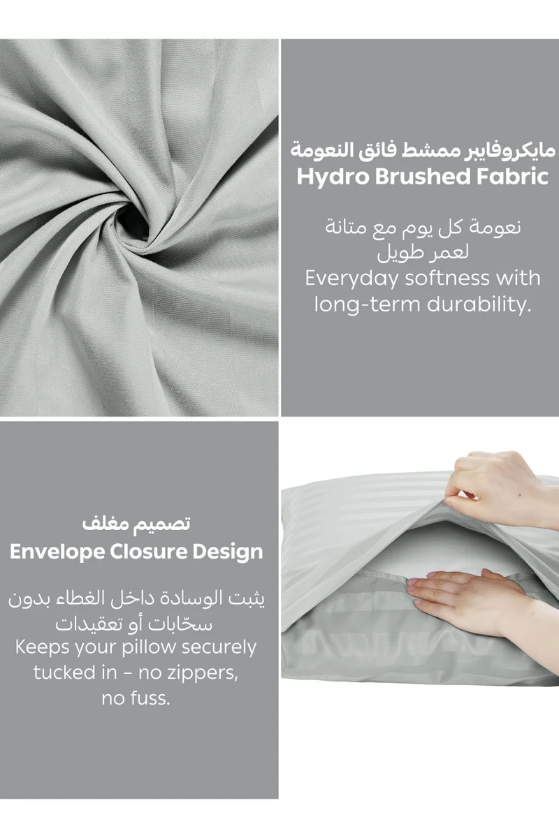Donetella 3-Piece Striped Bedding Set – Queen Fitted Sheet 150x200+30 cm with All-Around Elastic & 2 Matching Pillowcases