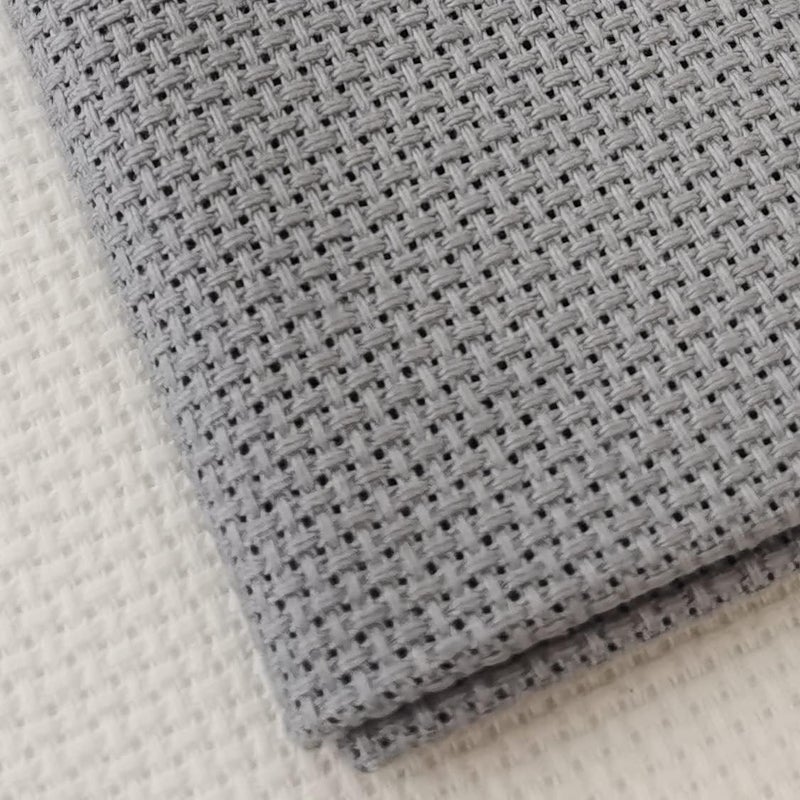 KCS 19" x 28" 18CT Counted Cotton Aida Cloth Cross Stitch Fabric (Light Steel Grey) - Image 1