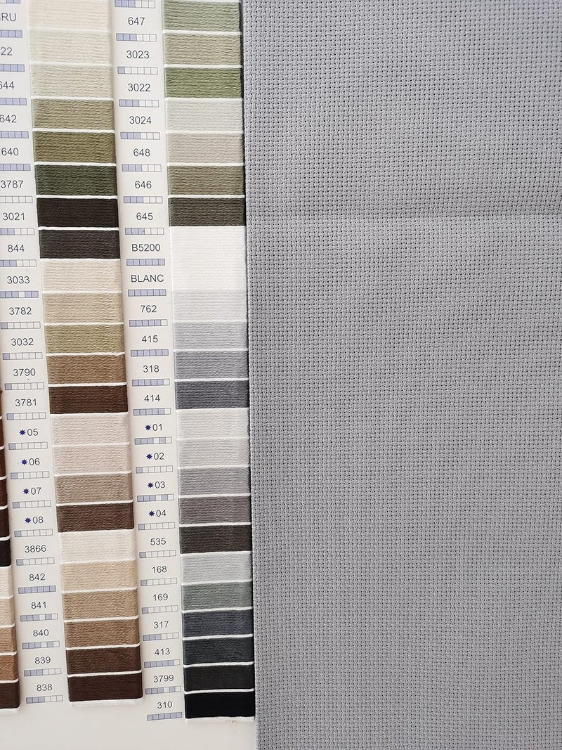 KCS 19" x 28" 18CT Counted Cotton Aida Cloth Cross Stitch Fabric (Light Steel Grey) - Image 2