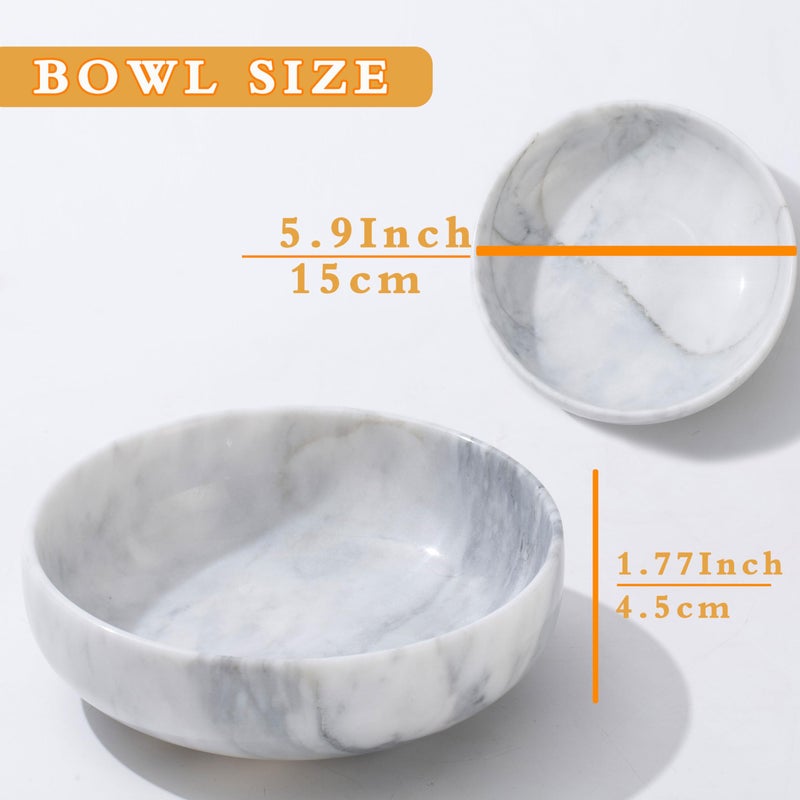 CM CHIC MONDAY Candy Dish, Marble Candy Bowl for Office Desk, Hard Candy Dispenser Servers, Entry Way Table Home Decor, Nut Dish (White&Grey, 5.9 INCH) - Image 2