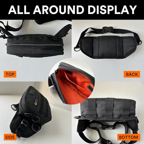 Fitdom Tactical Inspired Compact Fanny Pack For Men. Perfect Techwear Accessories EDC Bag For Men. 2 Pockets Multi-Functional Waist Pack - Image 3