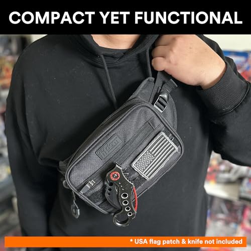 Fitdom Tactical Inspired Compact Fanny Pack For Men. Perfect Techwear Accessories EDC Bag For Men. 2 Pockets Multi-Functional Waist Pack - Image 4