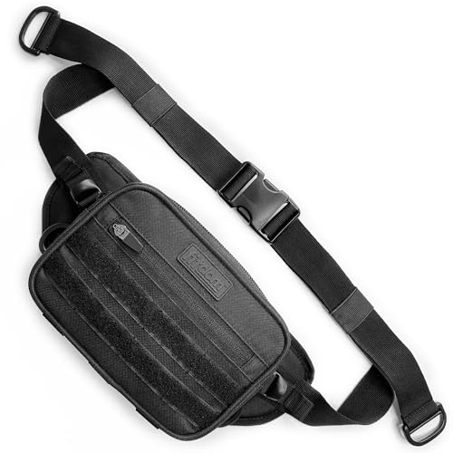 Fitdom Tactical Inspired Compact Fanny Pack For Men. Perfect Techwear Accessories EDC Bag For Men. 2 Pockets Multi-Functional Waist Pack - Image 1