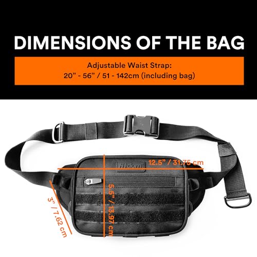 Fitdom Tactical Inspired Compact Fanny Pack For Men. Perfect Techwear Accessories EDC Bag For Men. 2 Pockets Multi-Functional Waist Pack - Image 2