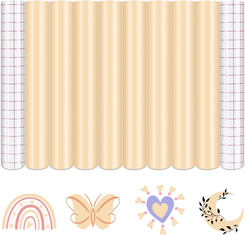 Tintnut Boho Permanent Vinyl - 8 Sheets 12"x10"Light Orange Adhesive Vinyl Sheets Orange Self Sticker Water proofing Vinyl Compatible with Cricut Or Silhouette - Image 1