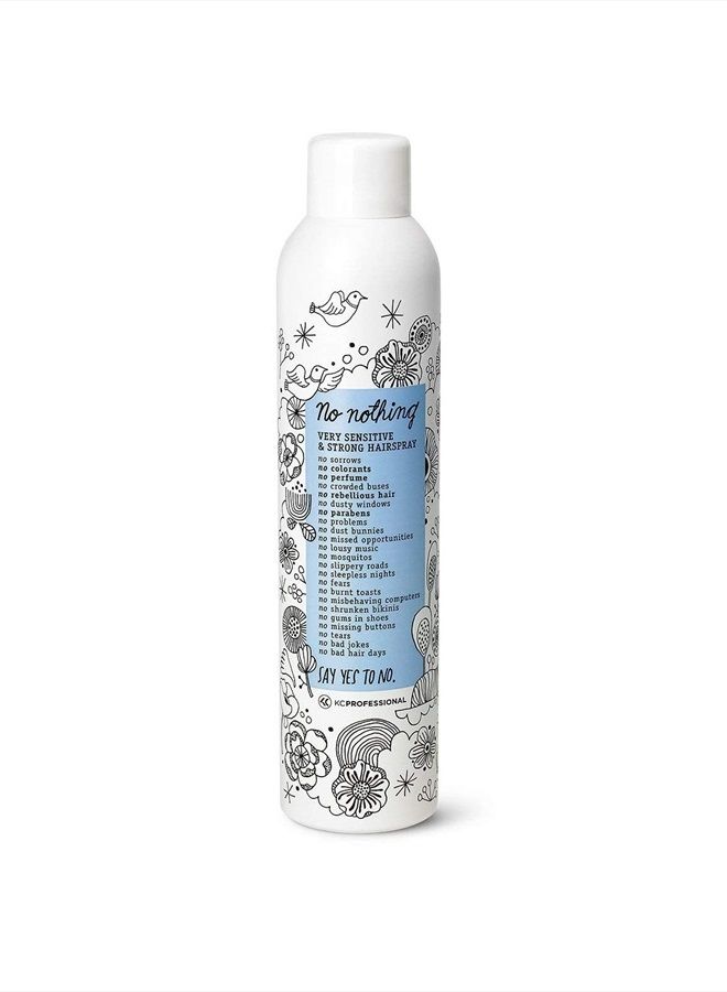 No nothing Very Sensitive Strong Hairspray - Fragrance Free Strong Styling and Finishing Spray, Hypoallergenic, Unscented Hair Spray 9 oz - KC Professional - Image 1
