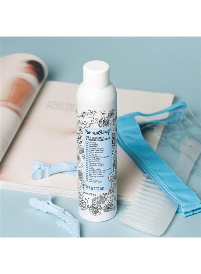 No nothing Very Sensitive Strong Hairspray - Fragrance Free Strong Styling and Finishing Spray, Hypoallergenic, Unscented Hair Spray 9 oz - KC Professional - Image 5