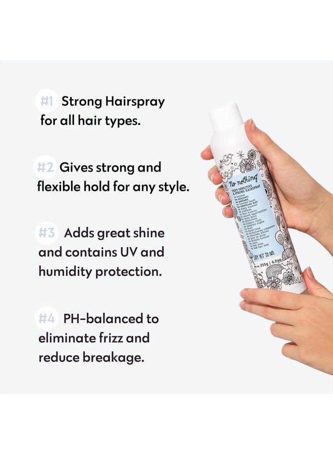 No nothing Very Sensitive Strong Hairspray - Fragrance Free Strong Styling and Finishing Spray, Hypoallergenic, Unscented Hair Spray 9 oz - KC Professional - Image 2