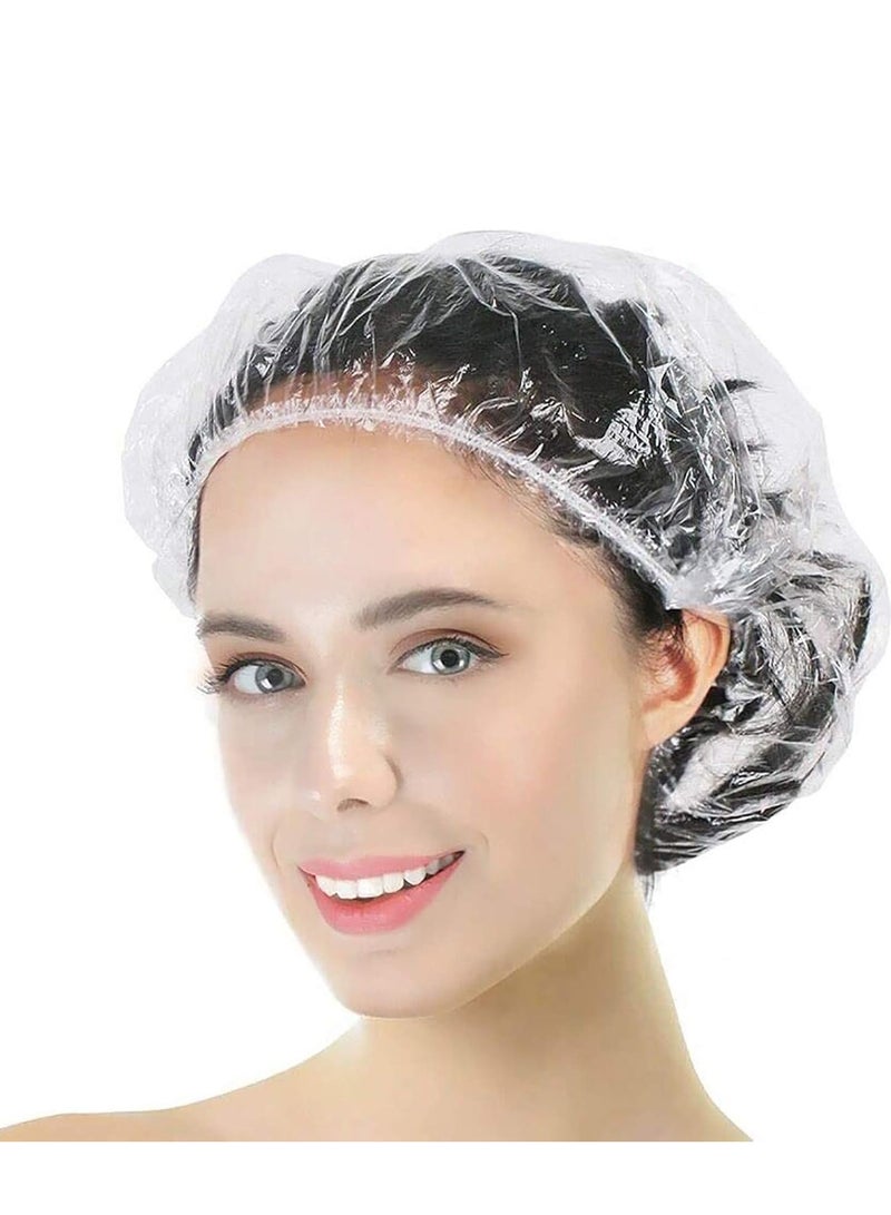 30pcs Disposable Shower Caps, Clear Travel Shower Caps, Large Plastic Hair Caps for Women Home Hotel Use (30pcs Large Size 20.5inch - Image 1