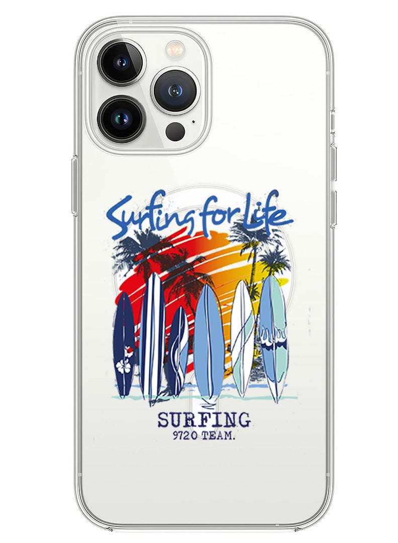 Theodor Magnetic Case for iPhone 13 Pro Max 6.7-inch Compatible with MagSafe Wireless Charging, Shockproof Phone Bumper Cover Surfing for life copy - Image 1