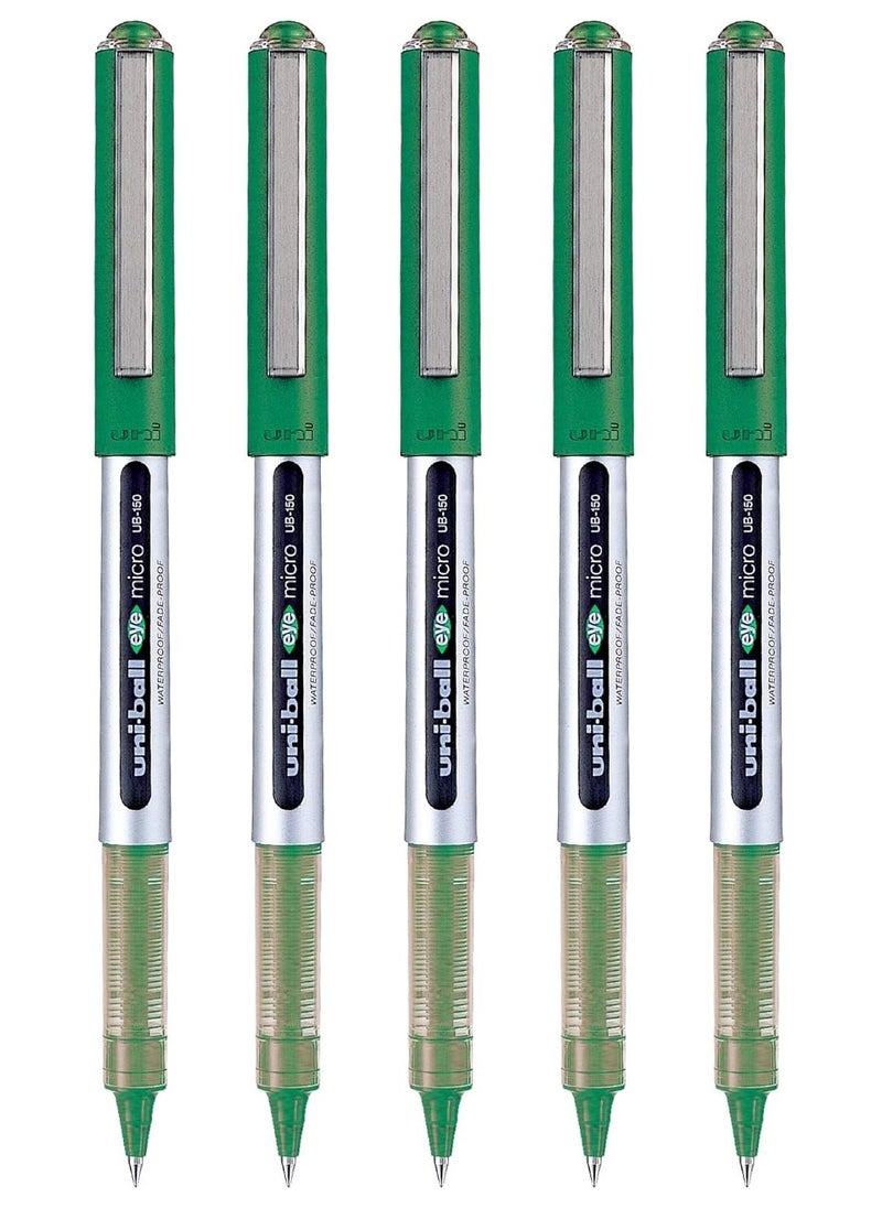 Uniball Uni-ball Eye UB150 Roller Pen (Green Ink, Pack of 5)  - Image 1