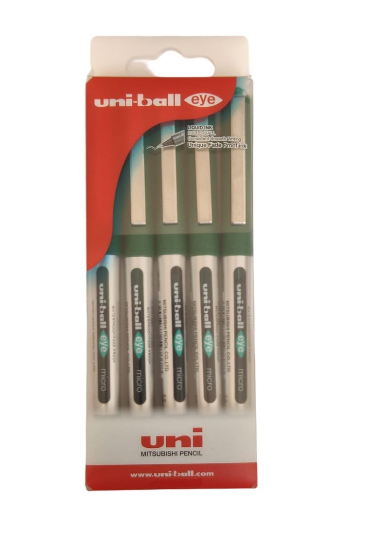 Uniball Uni-ball Eye UB150 Roller Pen (Green Ink, Pack of 5)  - Image 2